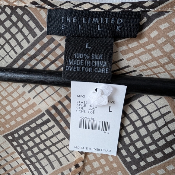 NWT 100% Silk The Limited Brown Babydoll V-neck Top Blouse Large Wrap Y2K VTG - Picture 2 of 5